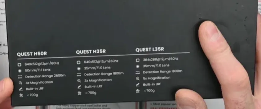 Quest Thermal Binoculars Technical Specifications